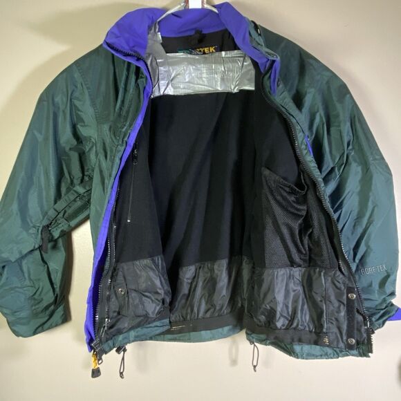 Eddie Bauer Ebtek Goretex Jacket  Nylon Coat Mens Medium Green Blue Full Zip - Picture 9 of 16